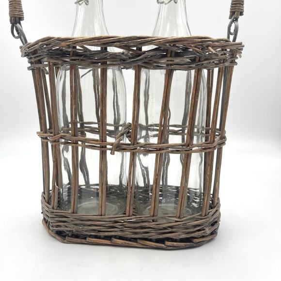 BOHO VINTAGE Two Swing Top Bottles in Wicker Carrier - Picture 6 of 14